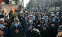 حضور مسئولین و جمعی از کارکنان شرکت توزیع برق خوزستان در مراسم تشییع  3 تن از شهیدان هشت سال دفاع مقدس